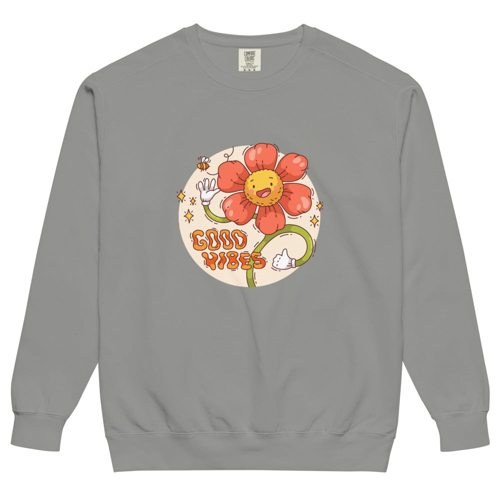 Good vides | Unisex Garment-Dyed Sweatshirt | Comfort Colors 1566