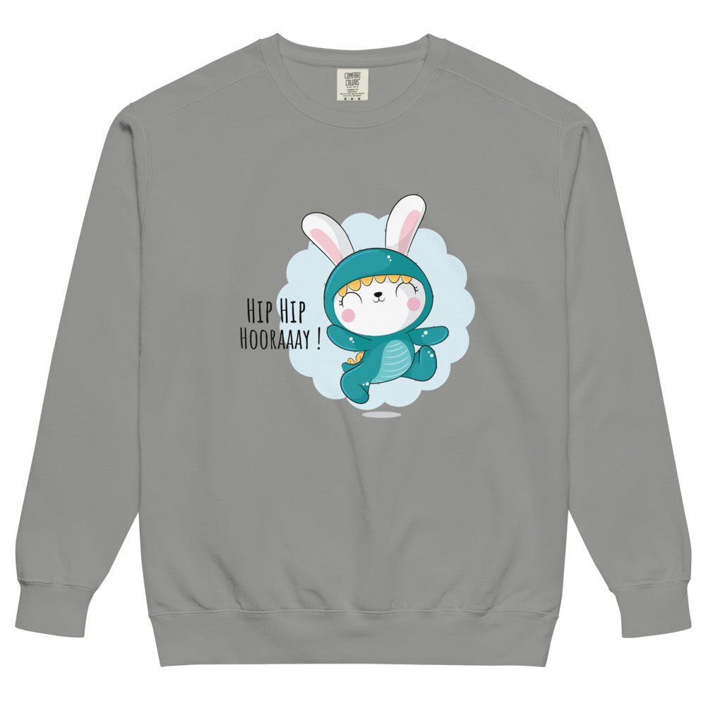 Green rabbit - HIP HIP HOORAAAY | Unisex Garment-Dyed Sweatshirt | Comfort Colors 1566