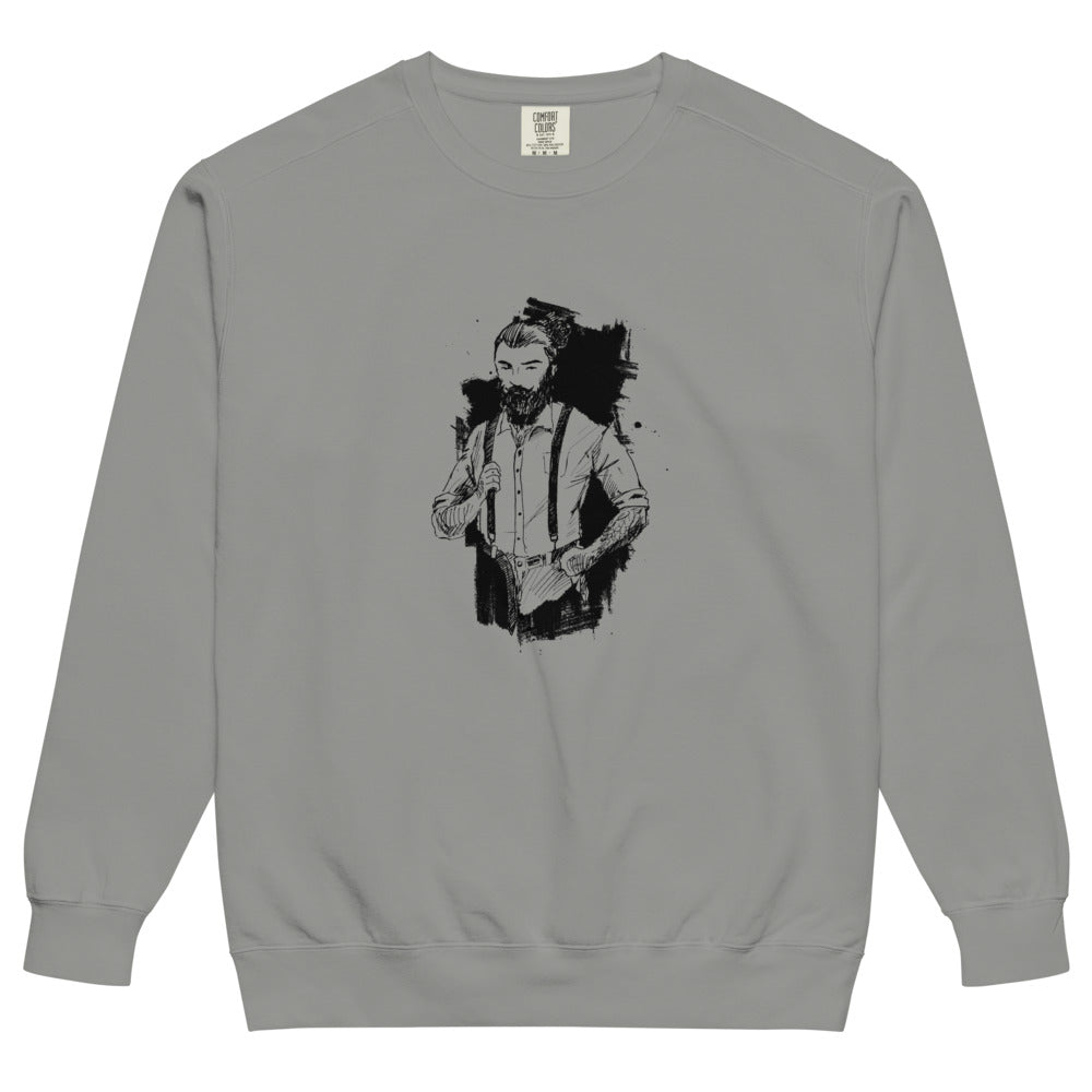 Black & White bearded man suit | Unisex Garment-Dyed Sweatshirt | Comfort Colors 1566