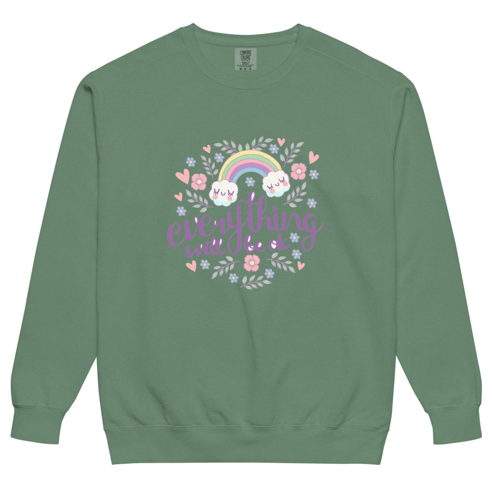 Rainbow - Everything will be ok | Unisex Garment-Dyed Sweatshirt | Comfort Colors 1566