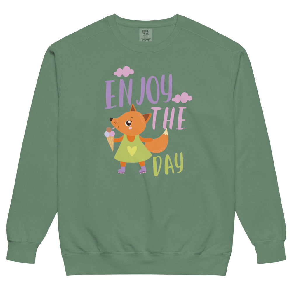 Orange fox - Ẹnoy the day | Unisex Garment-Dyed Sweatshirt | Comfort Colors 1566