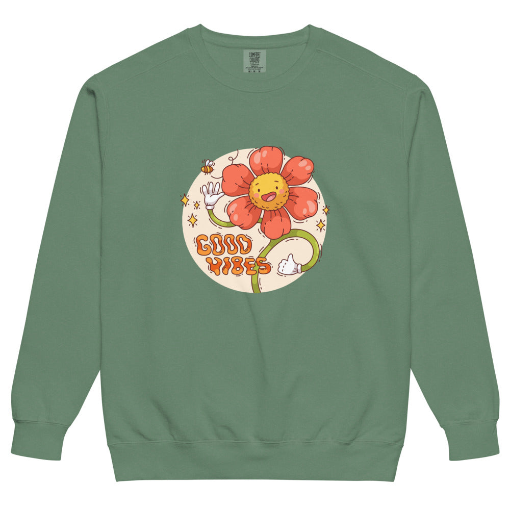 Good vides | Unisex Garment-Dyed Sweatshirt | Comfort Colors 1566