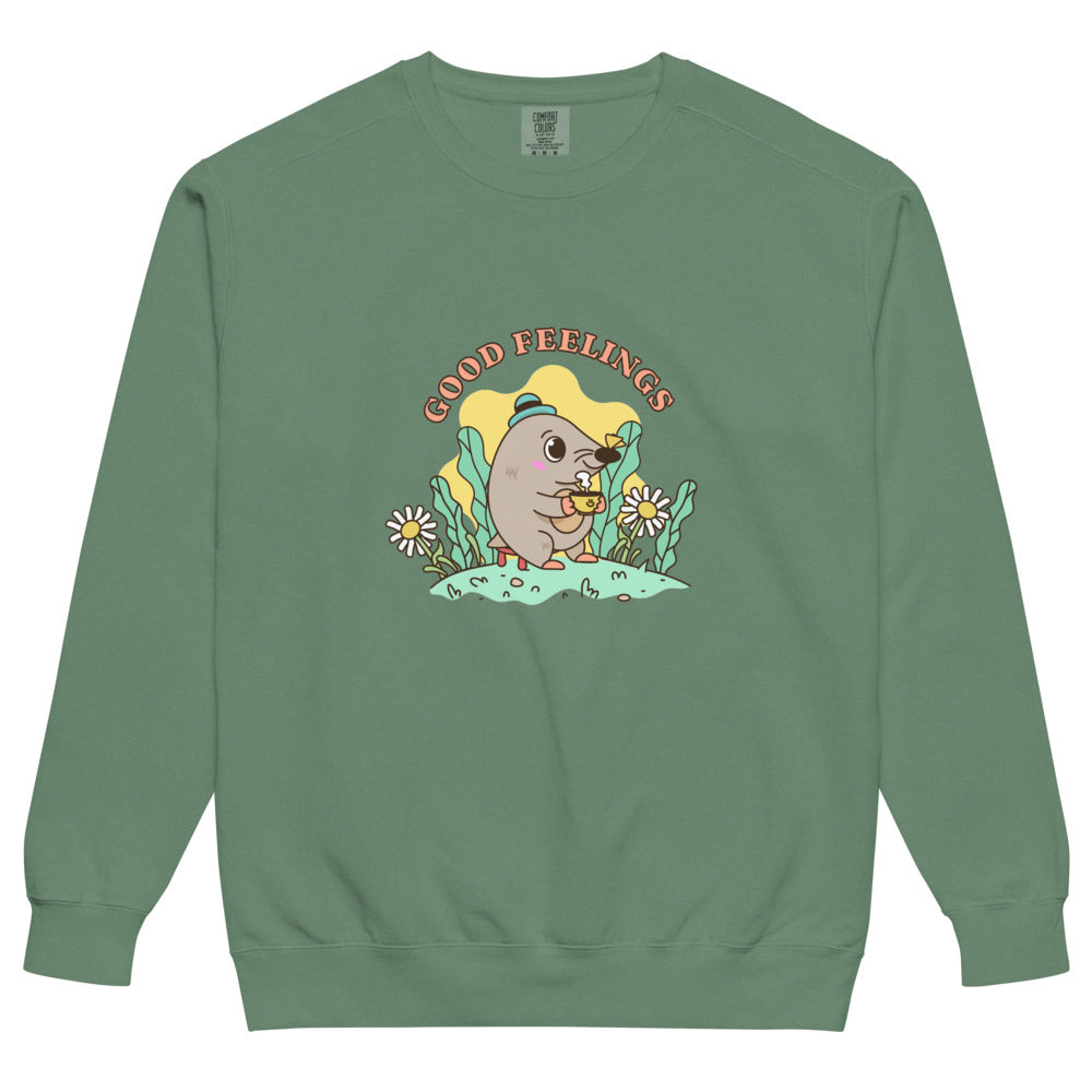 Good feelings | Unisex Garment-Dyed Sweatshirt | Comfort Colors 1566