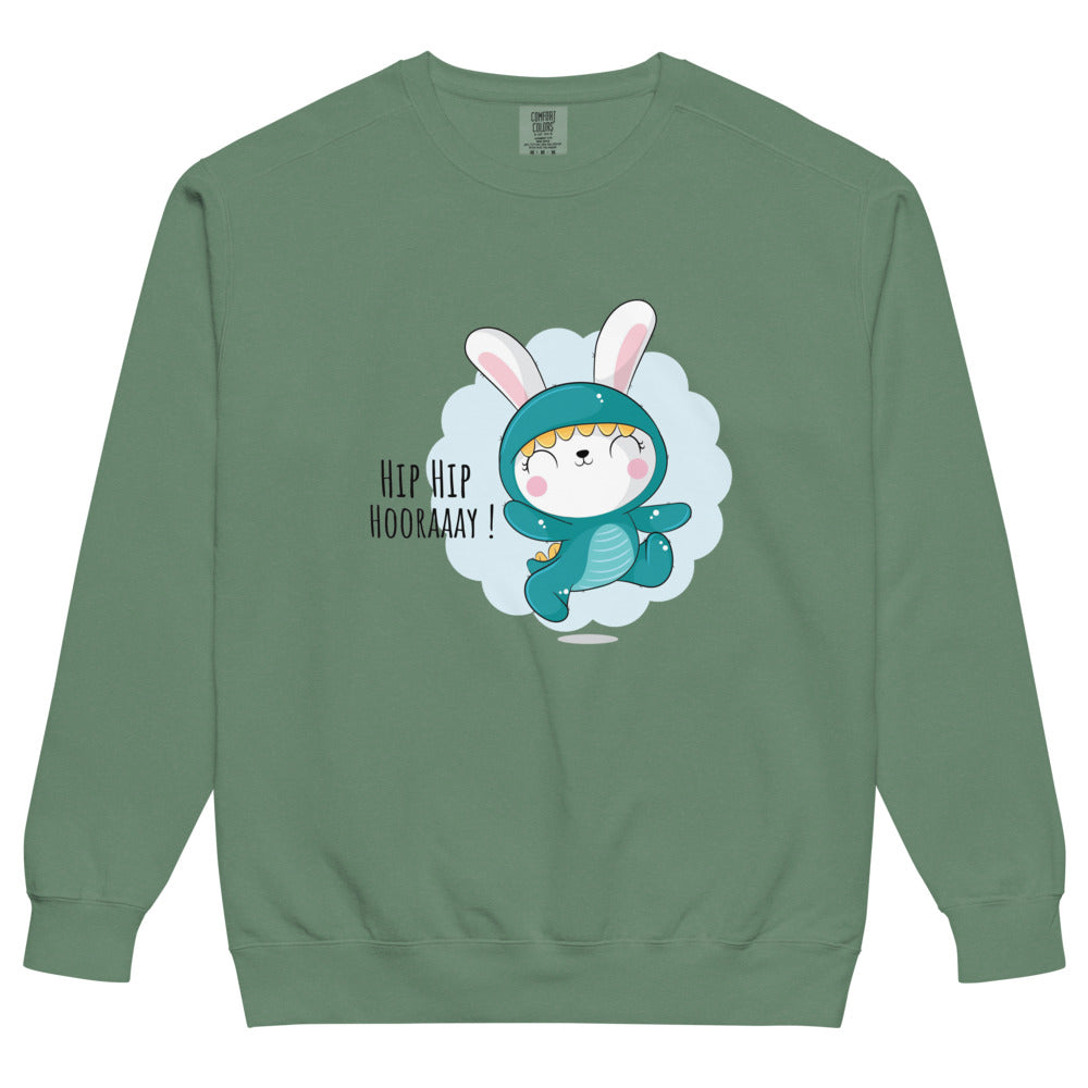 Green rabbit - HIP HIP HOORAAAY | Unisex Garment-Dyed Sweatshirt | Comfort Colors 1566