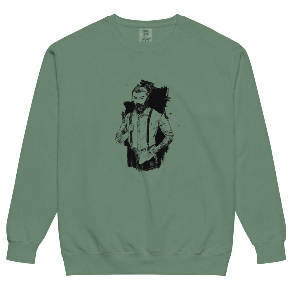 Black & White bearded man suit | Unisex Garment-Dyed Sweatshirt | Comfort Colors 1566