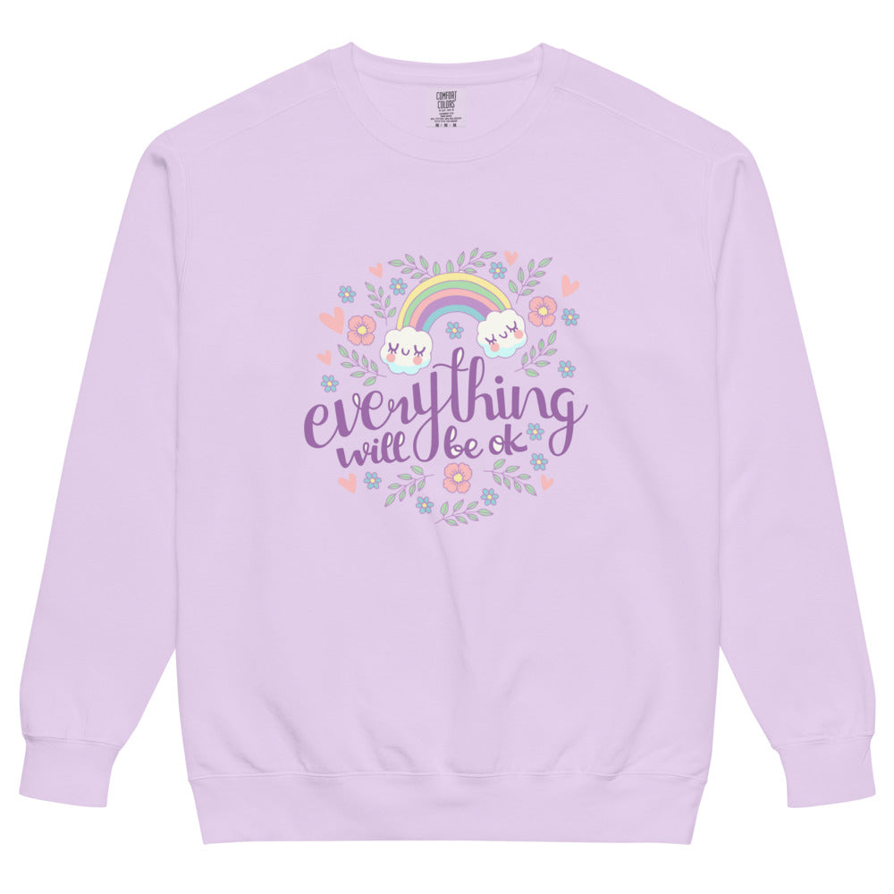 Rainbow - Everything will be ok | Unisex Garment-Dyed Sweatshirt | Comfort Colors 1566