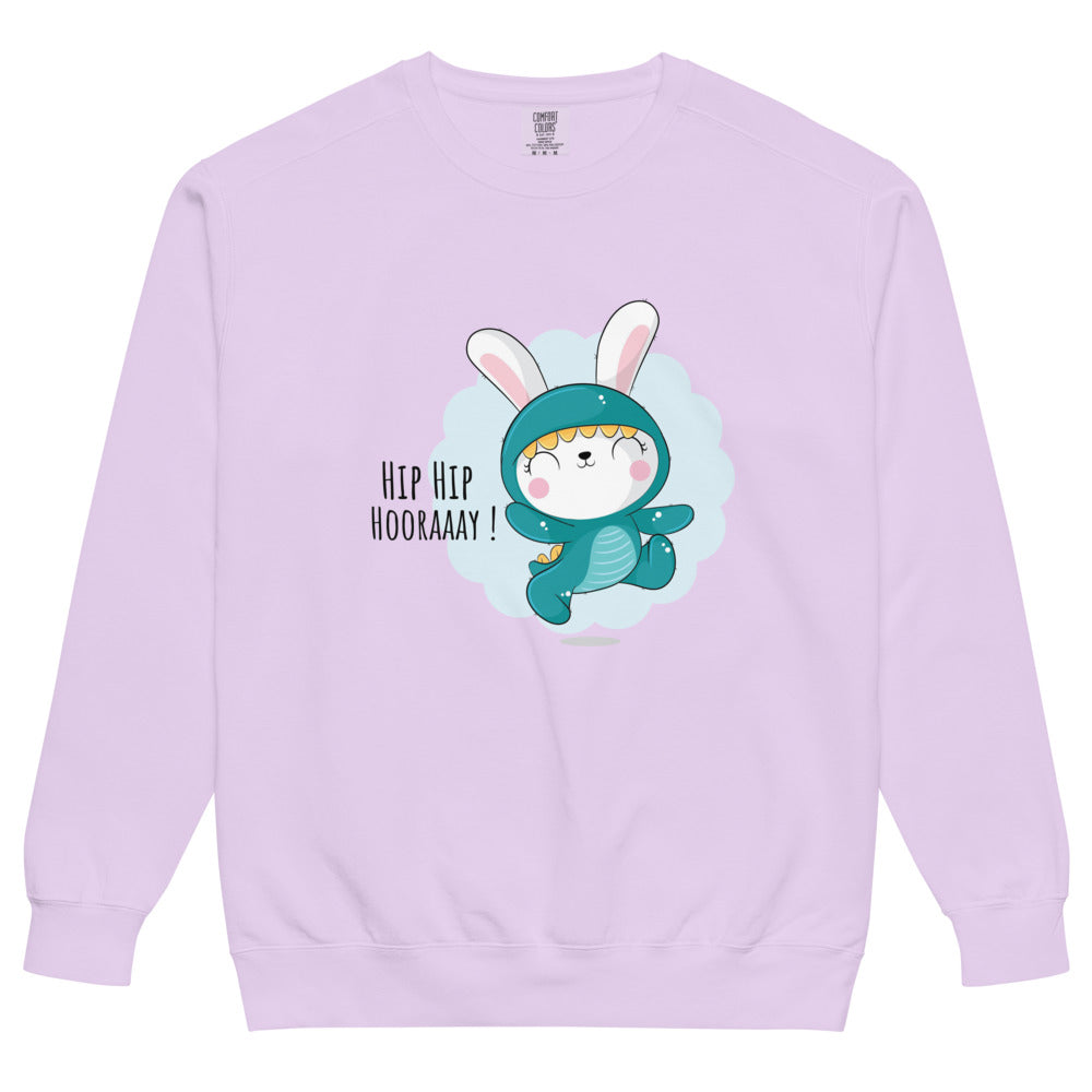 Green rabbit - HIP HIP HOORAAAY | Unisex Garment-Dyed Sweatshirt | Comfort Colors 1566