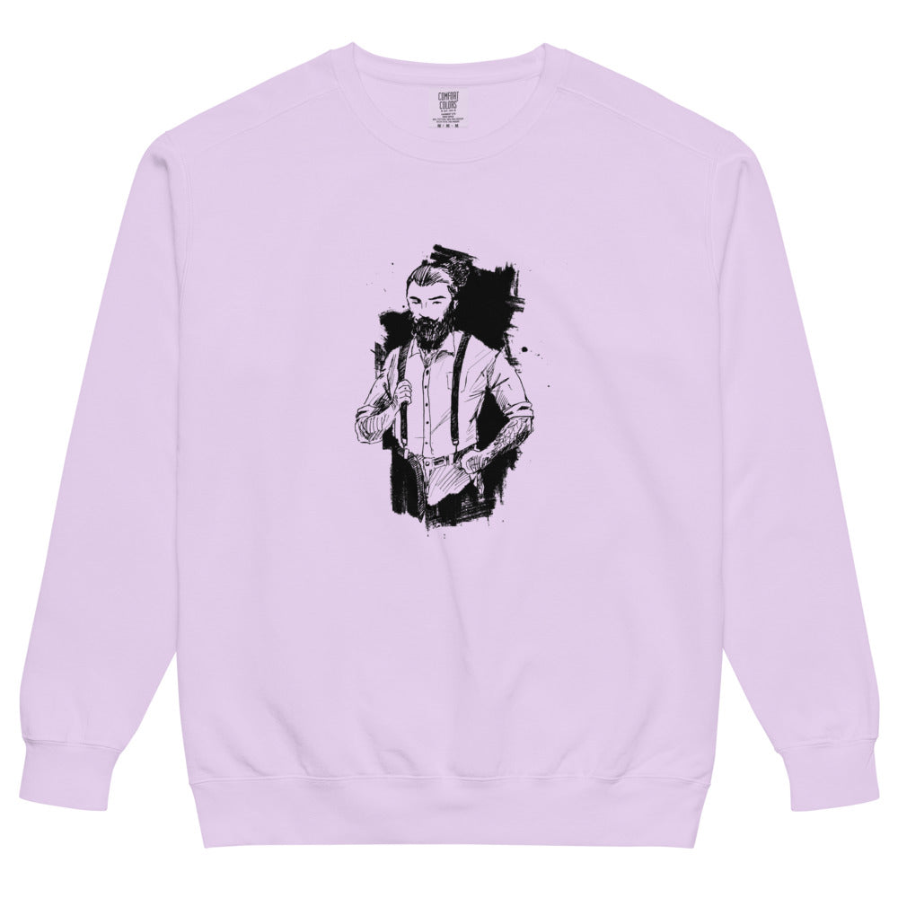 Black & White bearded man suit | Unisex Garment-Dyed Sweatshirt | Comfort Colors 1566