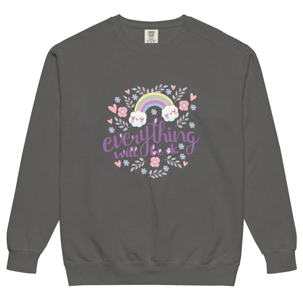 Rainbow - Everything will be ok | Unisex Garment-Dyed Sweatshirt | Comfort Colors 1566