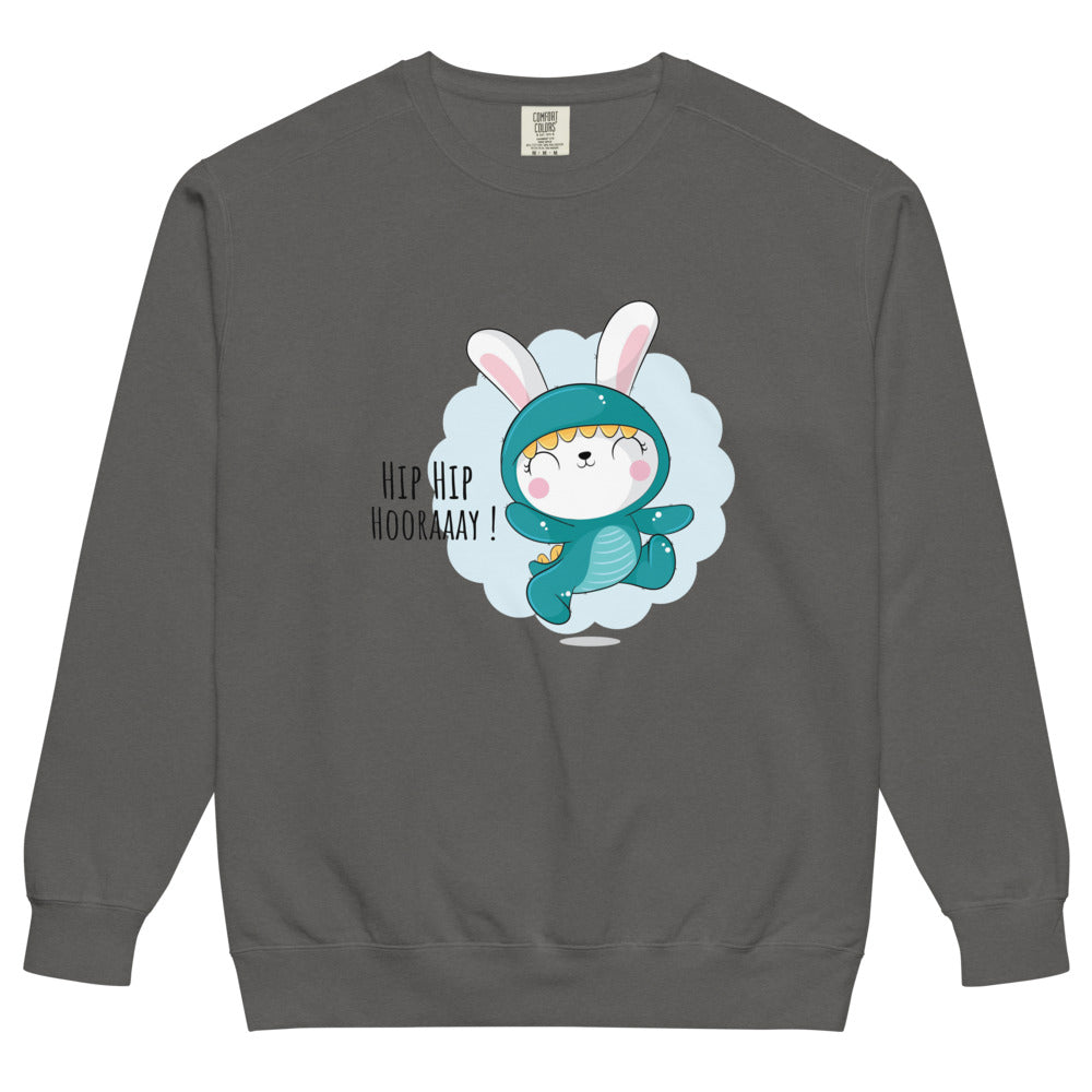 Green rabbit - HIP HIP HOORAAAY | Unisex Garment-Dyed Sweatshirt | Comfort Colors 1566