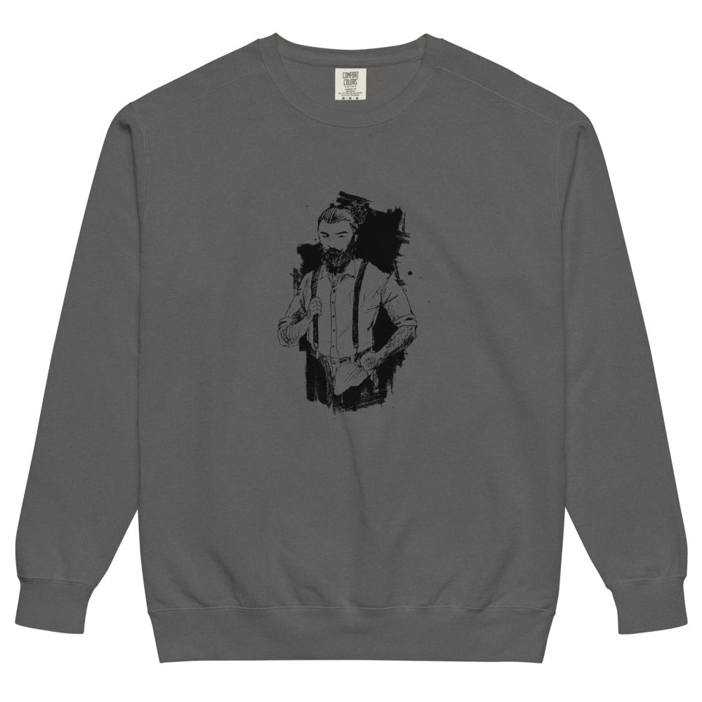 Black & White bearded man suit | Unisex Garment-Dyed Sweatshirt | Comfort Colors 1566