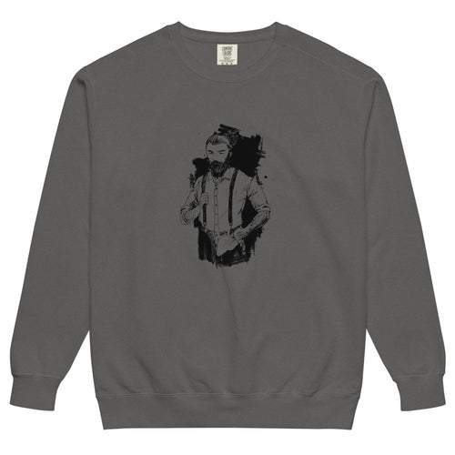 Black & White bearded man suit | Unisex Garment-Dyed Sweatshirt | Comfort Colors 1566