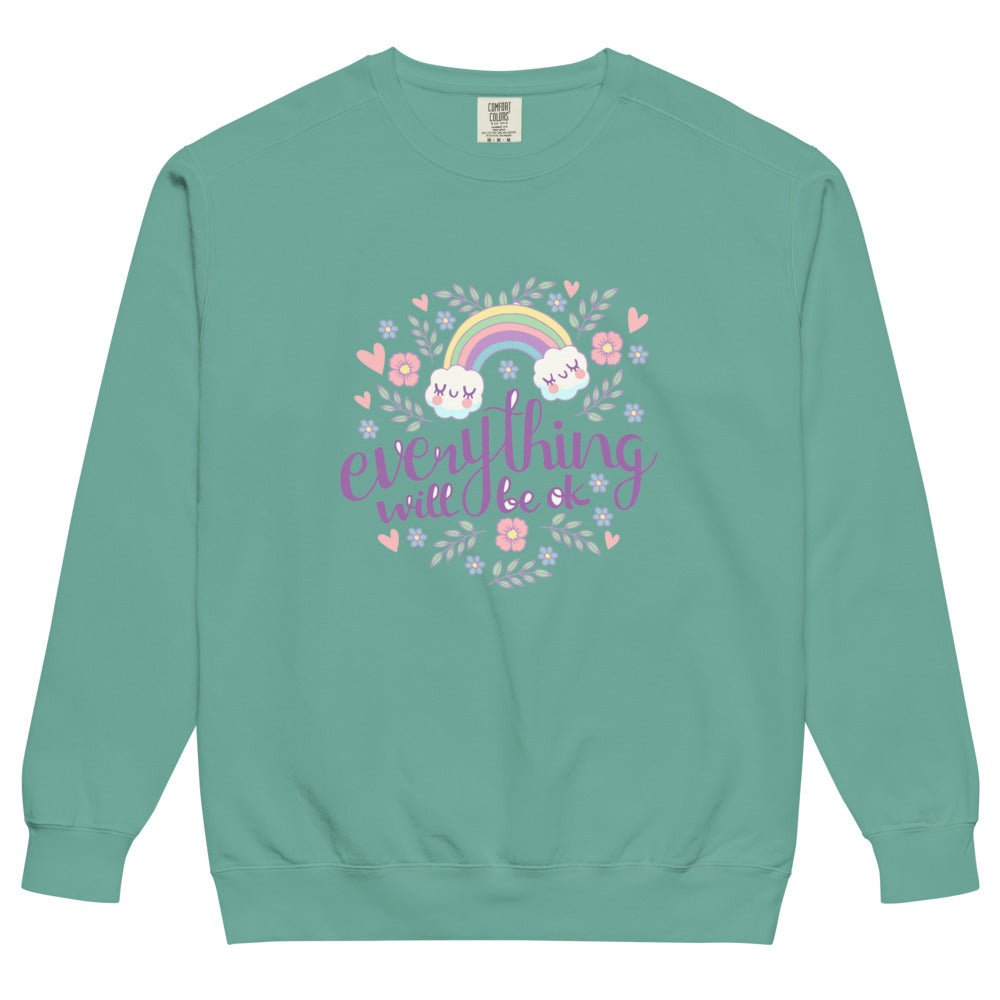 Rainbow - Everything will be ok | Unisex Garment-Dyed Sweatshirt | Comfort Colors 1566