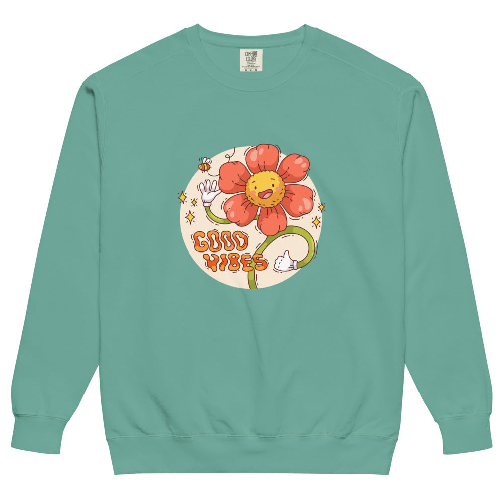 Good vides | Unisex Garment-Dyed Sweatshirt | Comfort Colors 1566