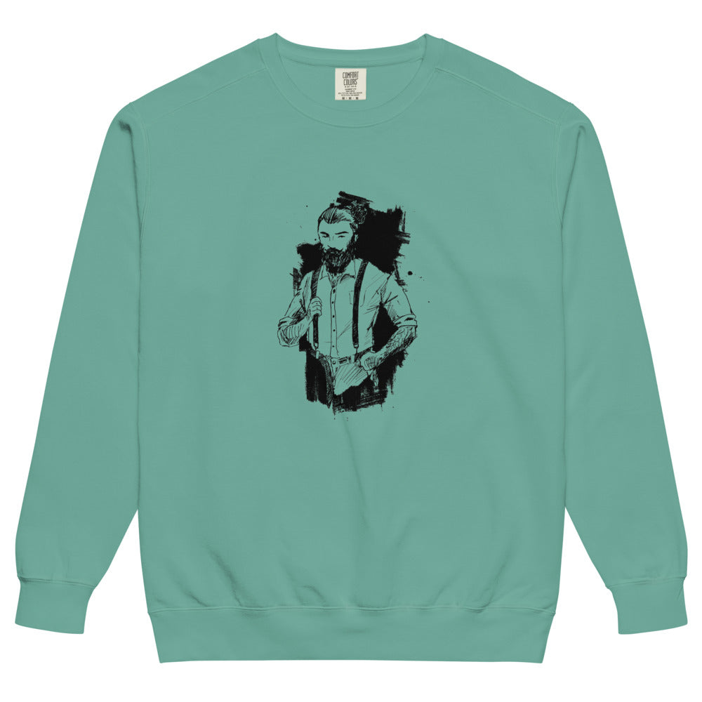 Black & White bearded man suit | Unisex Garment-Dyed Sweatshirt | Comfort Colors 1566