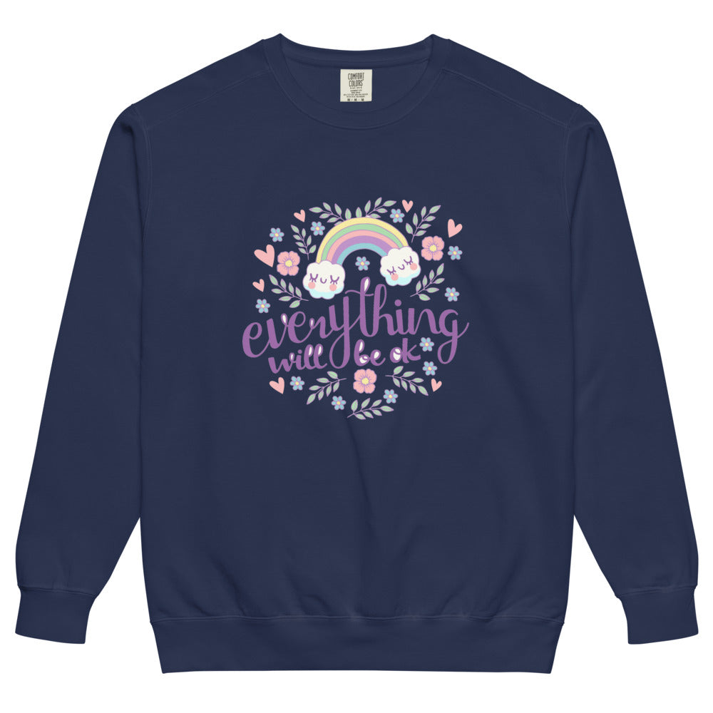 Rainbow - Everything will be ok | Unisex Garment-Dyed Sweatshirt | Comfort Colors 1566