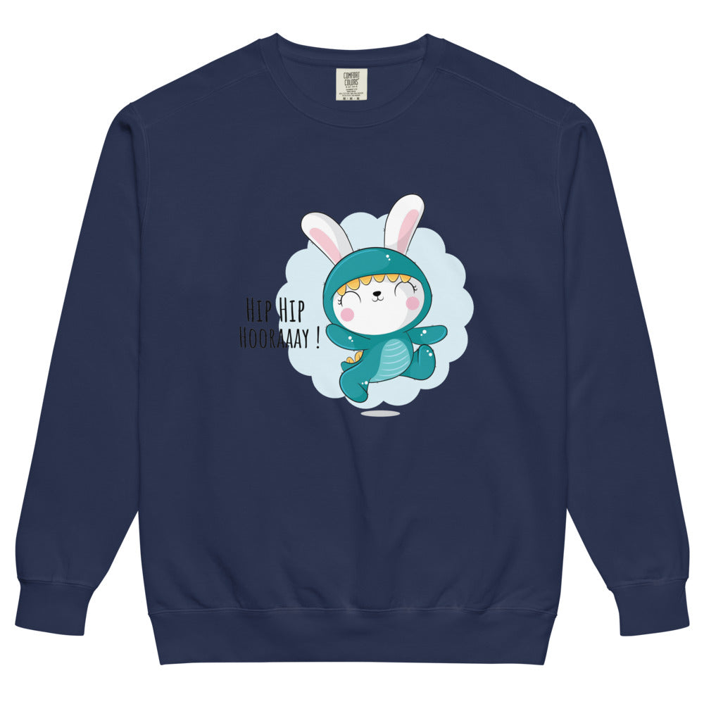 Green rabbit - HIP HIP HOORAAAY | Unisex Garment-Dyed Sweatshirt | Comfort Colors 1566