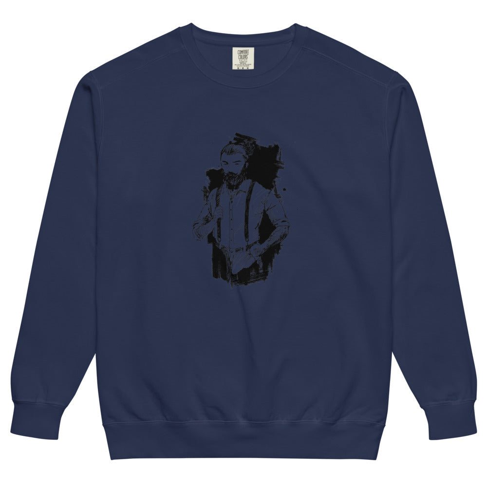 Black & White bearded man suit | Unisex Garment-Dyed Sweatshirt | Comfort Colors 1566