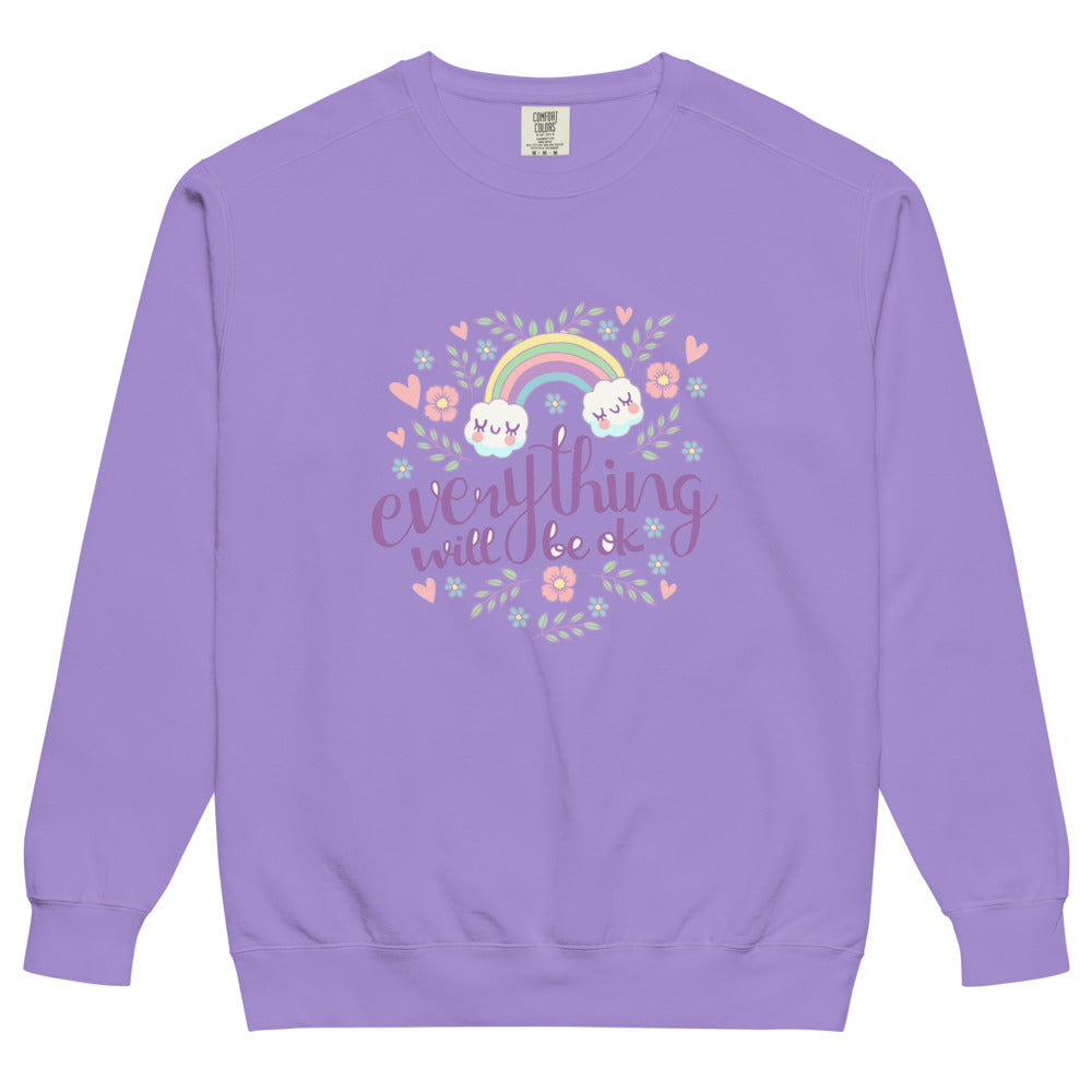 Rainbow - Everything will be ok | Unisex Garment-Dyed Sweatshirt | Comfort Colors 1566