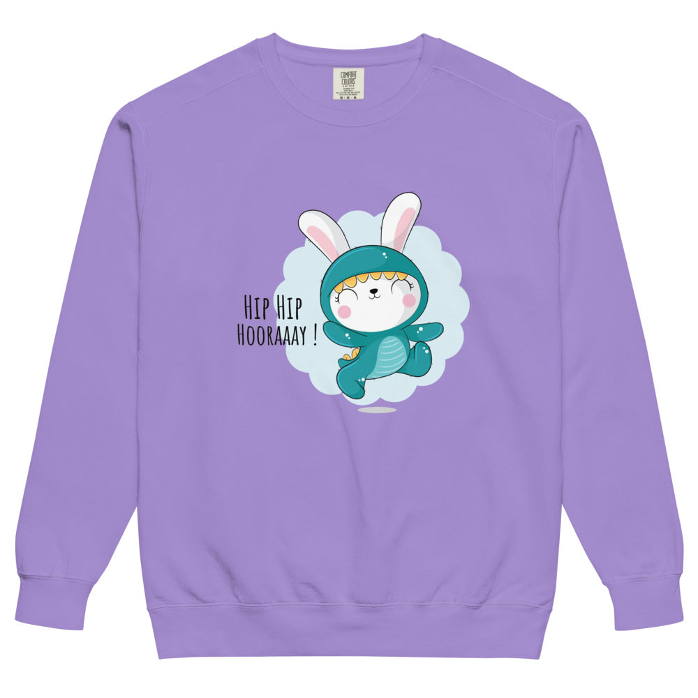 Green rabbit - HIP HIP HOORAAAY | Unisex Garment-Dyed Sweatshirt | Comfort Colors 1566