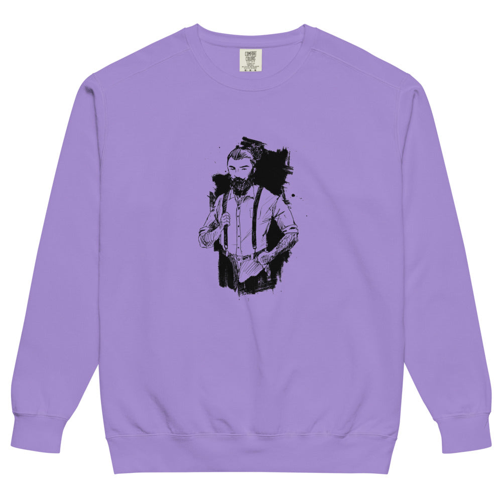Black & White bearded man suit | Unisex Garment-Dyed Sweatshirt | Comfort Colors 1566