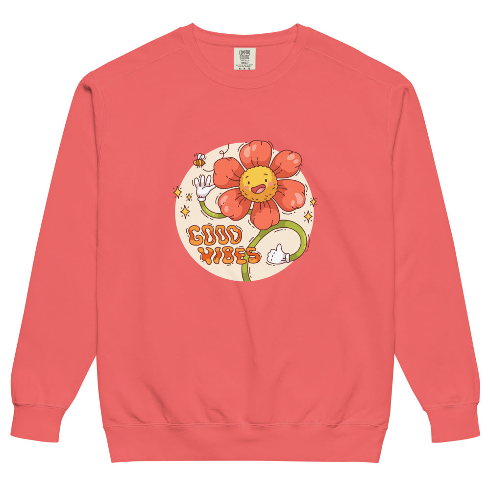 Good vides | Unisex Garment-Dyed Sweatshirt | Comfort Colors 1566