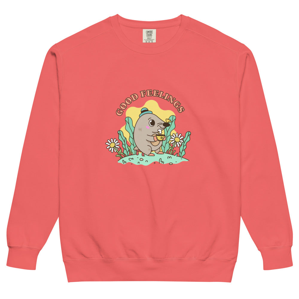 Good feelings | Unisex Garment-Dyed Sweatshirt | Comfort Colors 1566