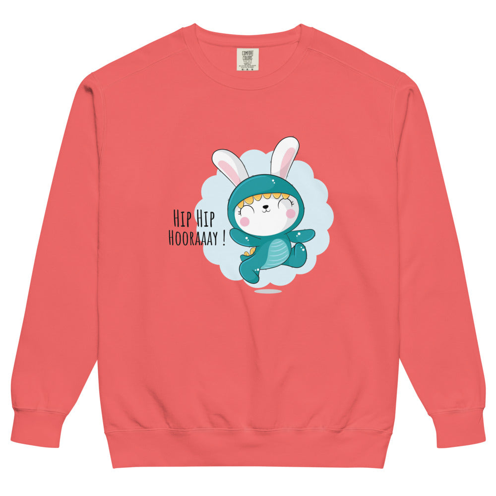 Green rabbit - HIP HIP HOORAAAY | Unisex Garment-Dyed Sweatshirt | Comfort Colors 1566