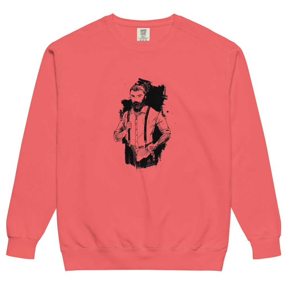 Black & White bearded man suit | Unisex Garment-Dyed Sweatshirt | Comfort Colors 1566