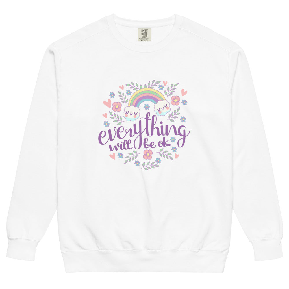 Rainbow - Everything will be ok | Unisex Garment-Dyed Sweatshirt | Comfort Colors 1566