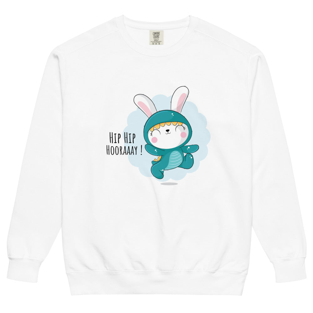 Green rabbit - HIP HIP HOORAAAY | Unisex Garment-Dyed Sweatshirt | Comfort Colors 1566