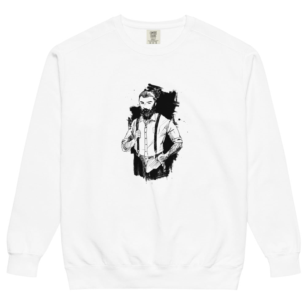 Black & White bearded man suit | Unisex Garment-Dyed Sweatshirt | Comfort Colors 1566