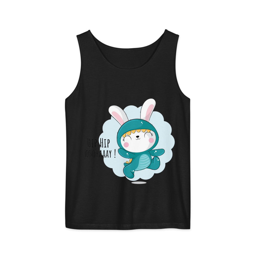 Green rabbit - HIP HIP HOORAAAY | Unisex Garment-Dyed Tank Top | Comfort Colors 9360