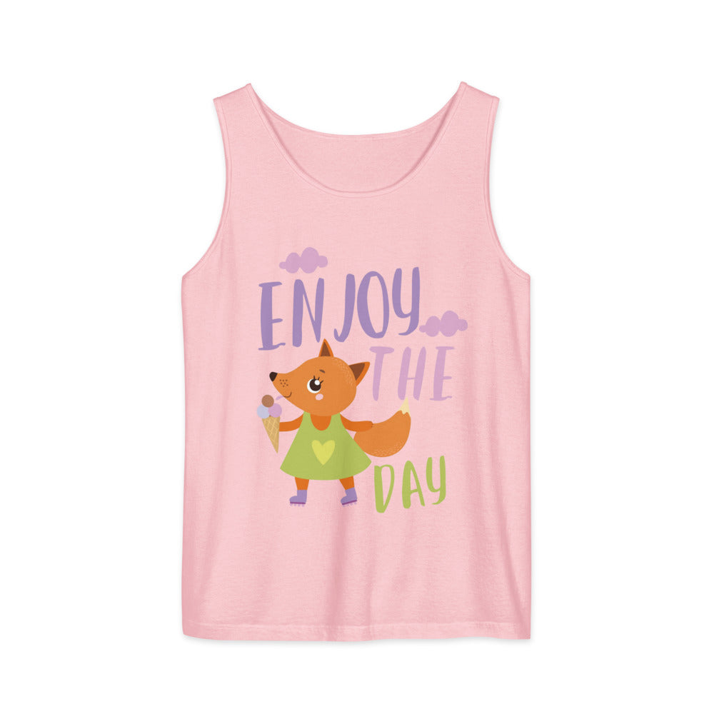 Orange fox - Ẹnoy the day | Unisex Garment-Dyed Tank Top | Comfort Colors 9360