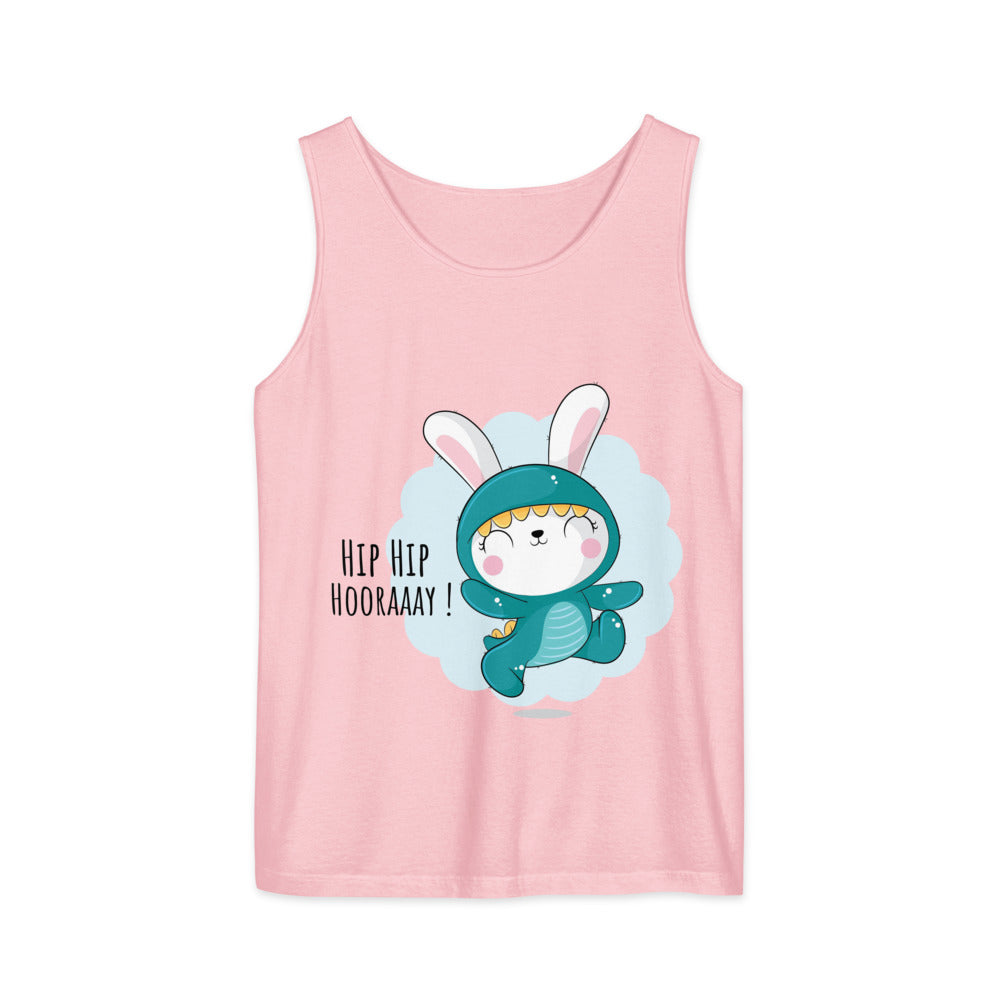 Green rabbit - HIP HIP HOORAAAY | Unisex Garment-Dyed Tank Top | Comfort Colors 9360