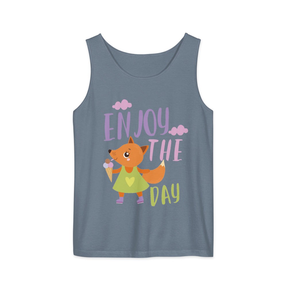 Orange fox - Ẹnoy the day | Unisex Garment-Dyed Tank Top | Comfort Colors 9360