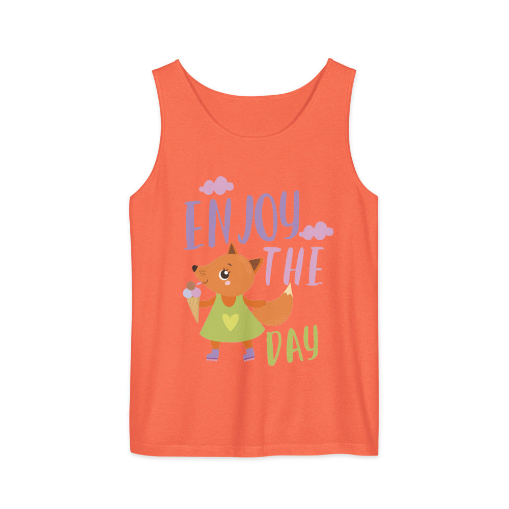 Orange fox - Ẹnoy the day | Unisex Garment-Dyed Tank Top | Comfort Colors 9360
