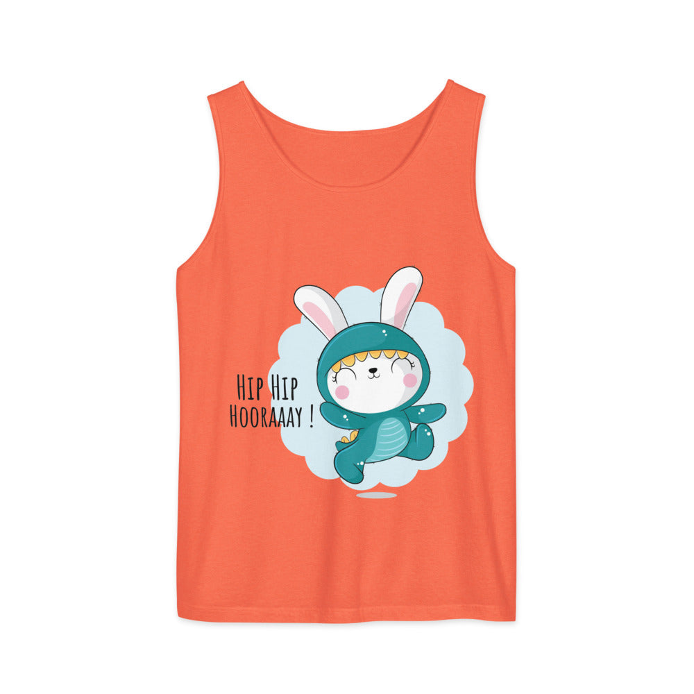 Green rabbit - HIP HIP HOORAAAY | Unisex Garment-Dyed Tank Top | Comfort Colors 9360