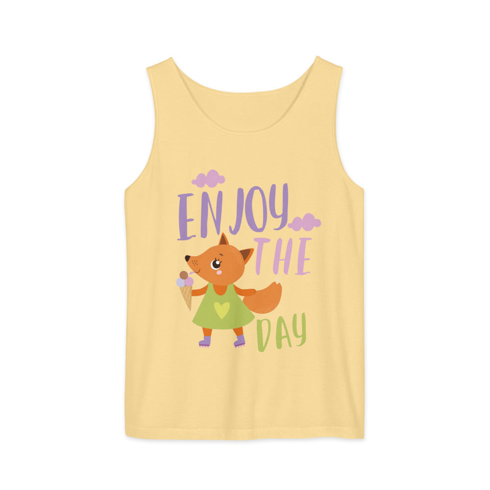 Orange fox - Ẹnoy the day | Unisex Garment-Dyed Tank Top | Comfort Colors 9360