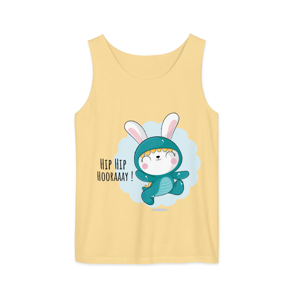 Green rabbit - HIP HIP HOORAAAY | Unisex Garment-Dyed Tank Top | Comfort Colors 9360