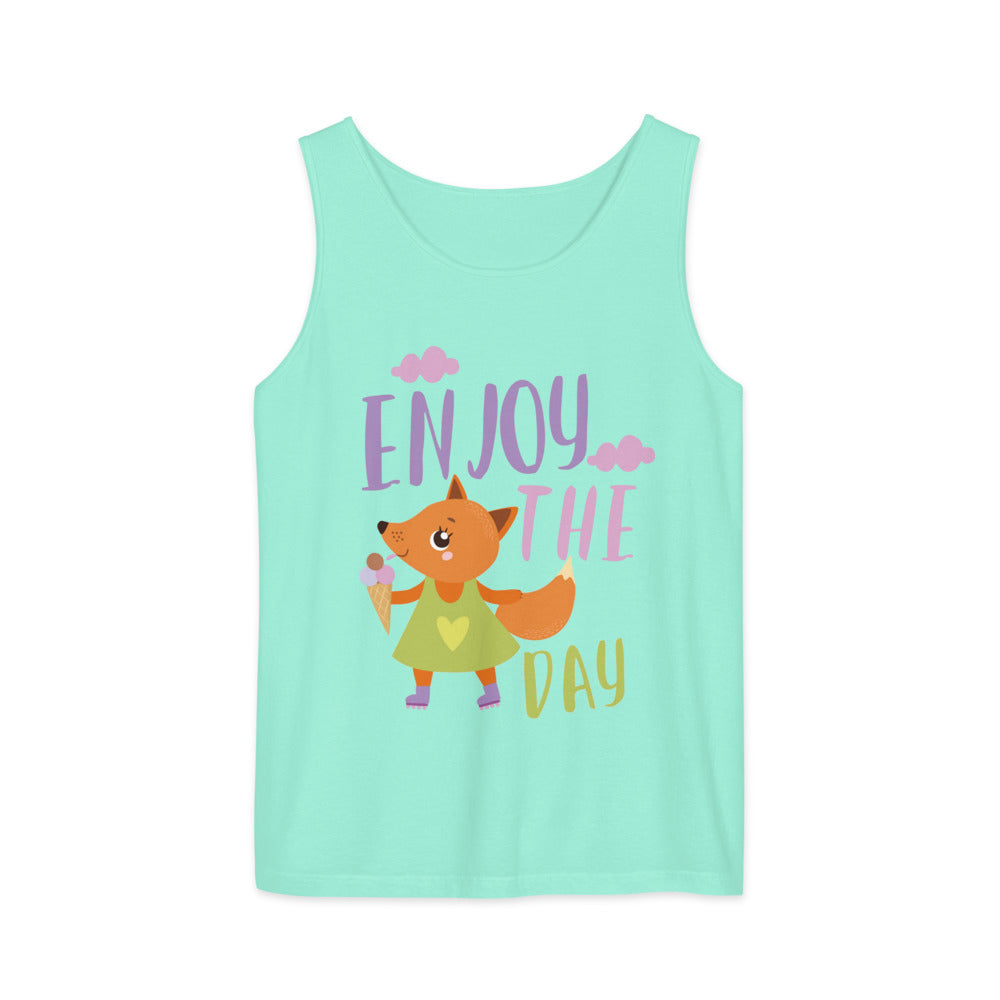 Orange fox - Ẹnoy the day | Unisex Garment-Dyed Tank Top | Comfort Colors 9360