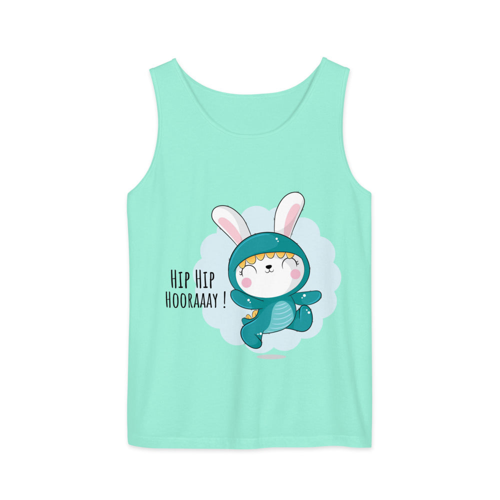 Green rabbit - HIP HIP HOORAAAY | Unisex Garment-Dyed Tank Top | Comfort Colors 9360