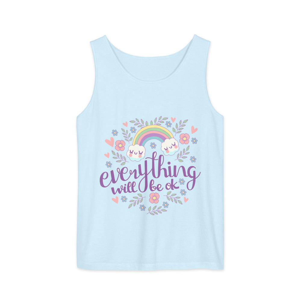 Rainbow - Everything will be ok | Unisex Garment-Dyed Tank Top | Comfort Colors 9360