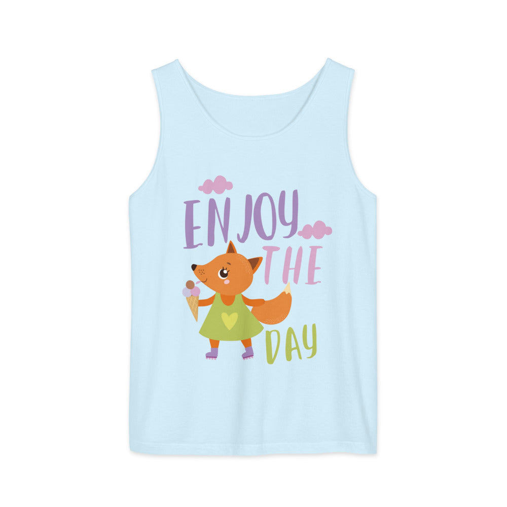 Orange fox - Ẹnoy the day | Unisex Garment-Dyed Tank Top | Comfort Colors 9360