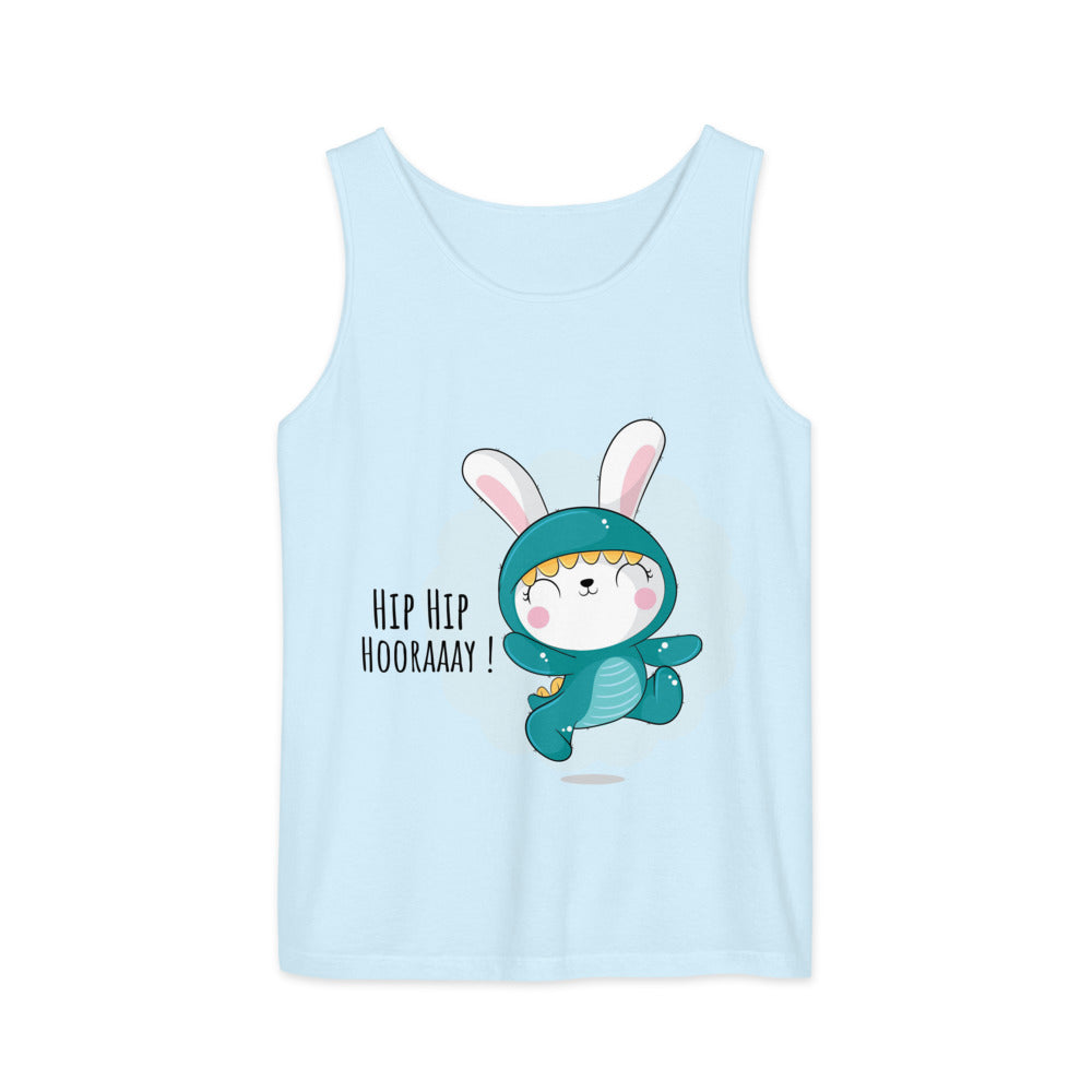 Green rabbit - HIP HIP HOORAAAY | Unisex Garment-Dyed Tank Top | Comfort Colors 9360