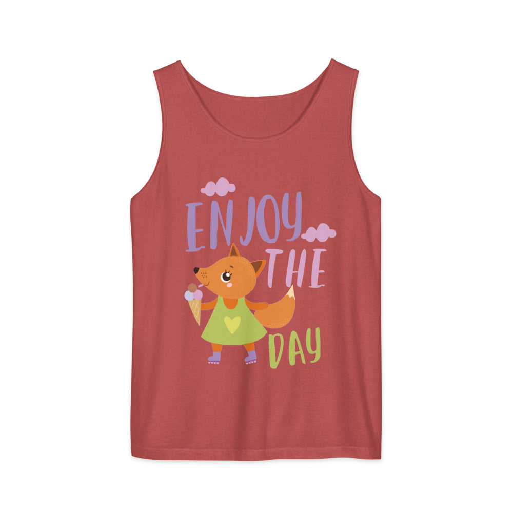 Orange fox - Ẹnoy the day | Unisex Garment-Dyed Tank Top | Comfort Colors 9360