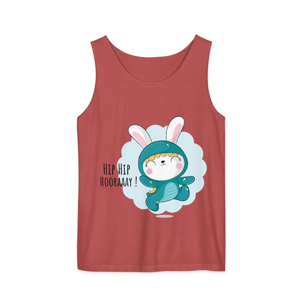 Green rabbit - HIP HIP HOORAAAY | Unisex Garment-Dyed Tank Top | Comfort Colors 9360
