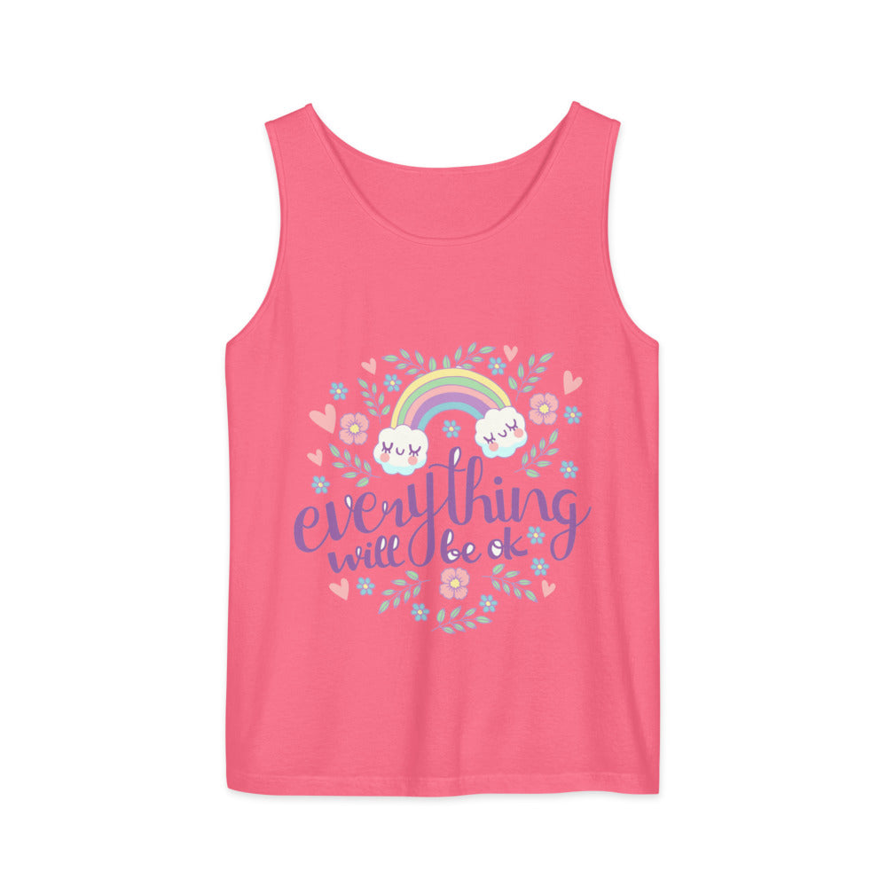 Rainbow - Everything will be ok | Unisex Garment-Dyed Tank Top | Comfort Colors 9360