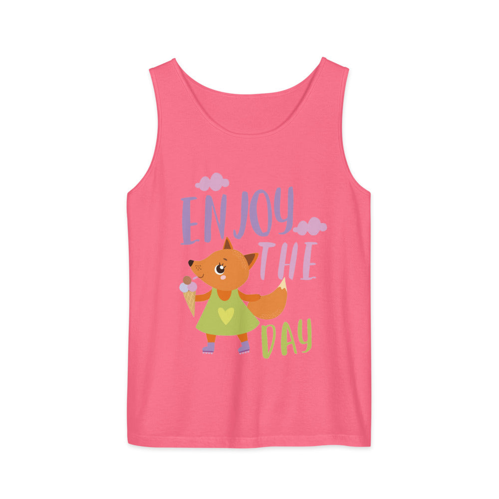 Orange fox - Ẹnoy the day | Unisex Garment-Dyed Tank Top | Comfort Colors 9360
