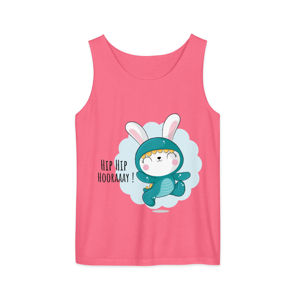 Green rabbit - HIP HIP HOORAAAY | Unisex Garment-Dyed Tank Top | Comfort Colors 9360